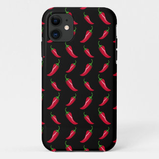 唐辛子の黒パターン iPhone 11 ケース