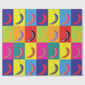 唐辛子アポップ・アートのート明るいパタはっきりしたーン ラッピングペーパー (フラット)