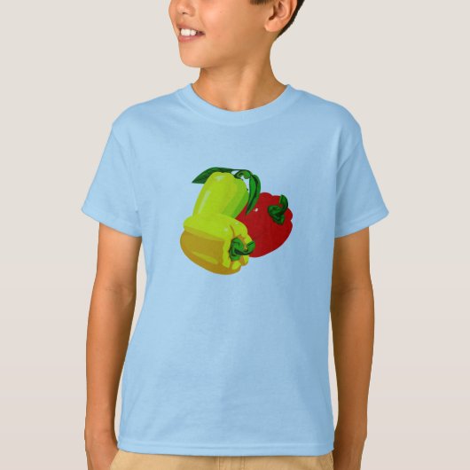 唐辛子グラフィック赤黄色の緑 Tシャツ (正面)