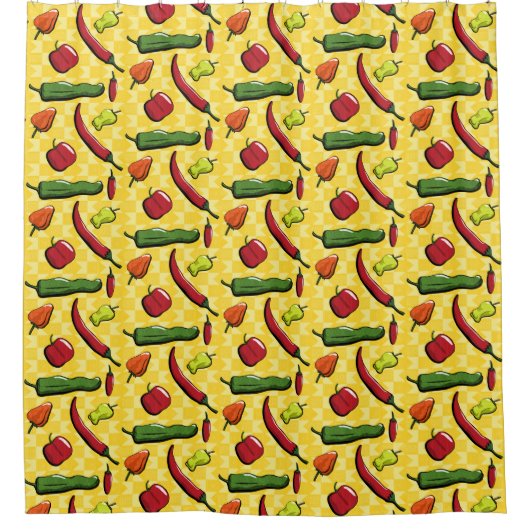 唐辛子シャワーカーテンの世界 シャワーカーテン (正面)