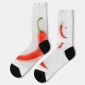 唐辛子ハート白レッド ソックス (左)