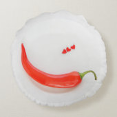 唐辛子ハート白レッド ラウンドクッション (裏面)