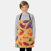 唐辛子パステルパターカラフルンパーソナライズされたパターン エプロン (着用した状態)