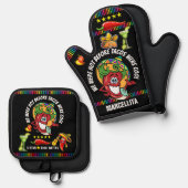 唐辛子ユーモア 鍋つかみ&鍋敷きセット (正面/裏面)