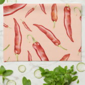 唐辛子唐辛子パターン キッチンタオル (折り畳み)