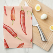 唐辛子唐辛子パターン キッチンタオル (四つ折り)