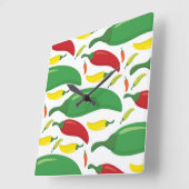 唐辛子模様 スクエア壁時計 (傾斜)