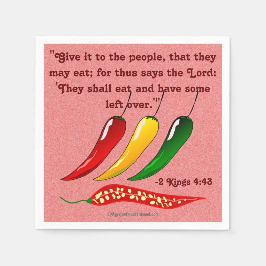 唐辛子食べの上に離れ乗せる スタンダードカクテルナプキン (正面)