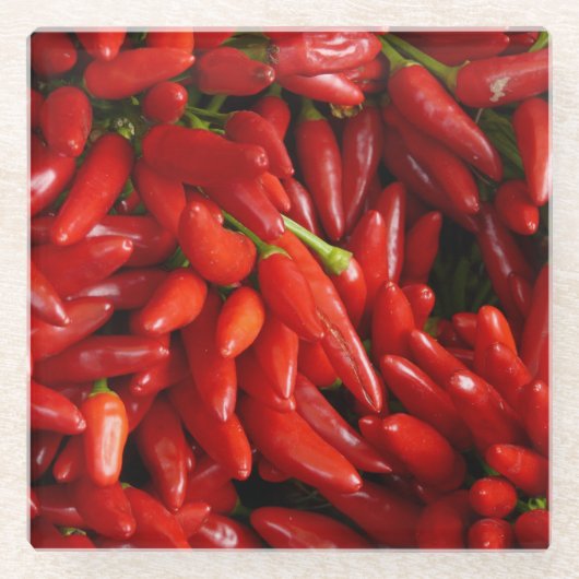 唐辛子3 ガラスコースター (正面)