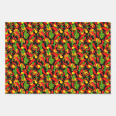 唐辛子、サボテンと炎熱狂するパターン(の模様が)ある ラッピングペーパーシート (正面3)