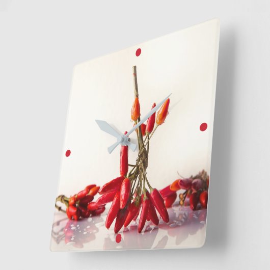 唐辛子 スクエア壁時計 (傾斜)