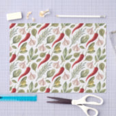 唐辛子、ニンニク、オリーブとハーブ 薄葉紙 (クラフト)