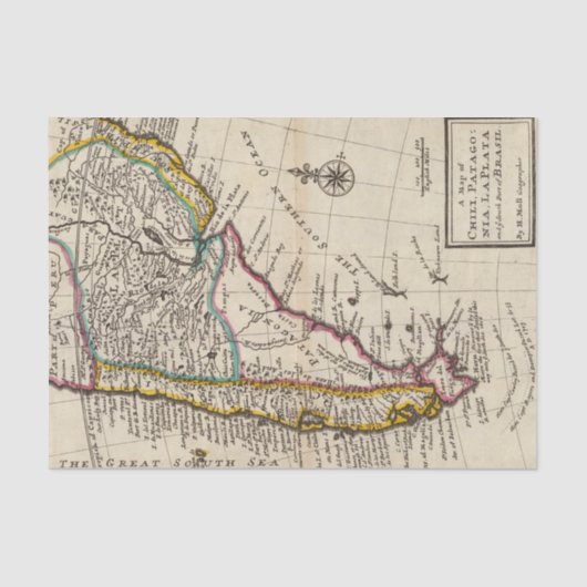 唐辛子、パタゴニア、ラプラタの地図 薄葉紙 (正面)