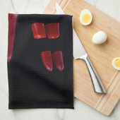 唐辛子（唐辛子）の写真は赤と黒、文字 キッチンタオル (四つ折り)
