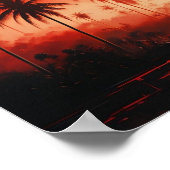 唯一のフラミンゴを特徴とする熱帯景観 ポスター (角)