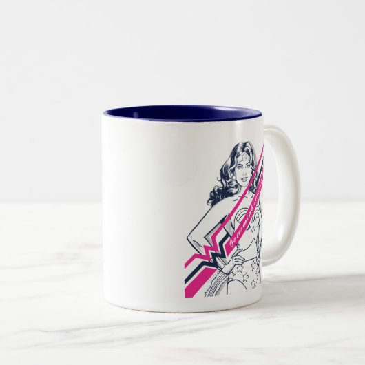 唯一の女性疑問に思のレトロ ツートーンマグカップ (正面右)