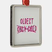 唯一の子が交差している最古の人 メタルオーナメント (右)