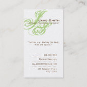 唯一の所有者のセラピスト 名刺 (裏面)