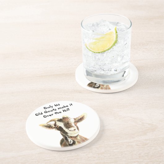 唯一の私たちの古いヤギはそれを丘の上に作る誕生日 コースター (側面)