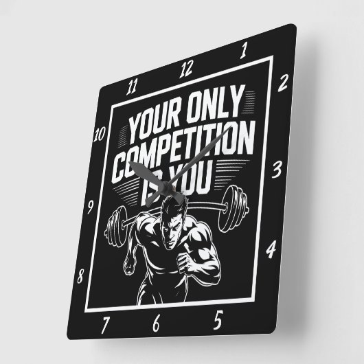 唯一の競争は君だ スクエア壁時計 (傾斜)
