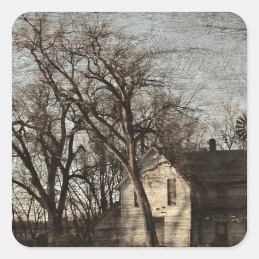 唯一の記憶が残る、放棄された農家 スクエアシール (正面)