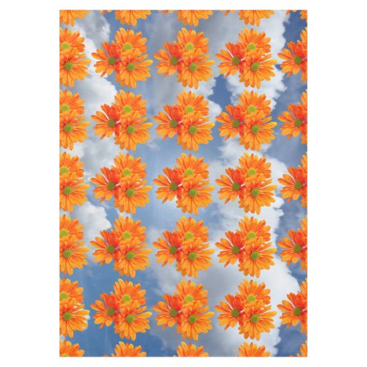 唯一の3ゲルベラデイジー花+あなたのテキストとアイディア テーブルクロス (正面)