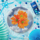 唯一の3ゲルベラデイジー花+あなたのテキストとアイディア ペーパープレート (パーティー)