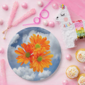 唯一の3ゲルベラデイジー花+あなたのテキストとアイディア ペーパープレート (パーティー)