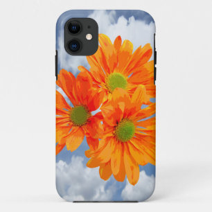 唯一の3ゲルベラデイジー花+あなたのテキストとアイディア iPhone 11 ケース