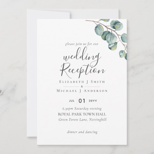 唯一エレガントの緑のウェディングレセプション夕べ 招待状 (正面)