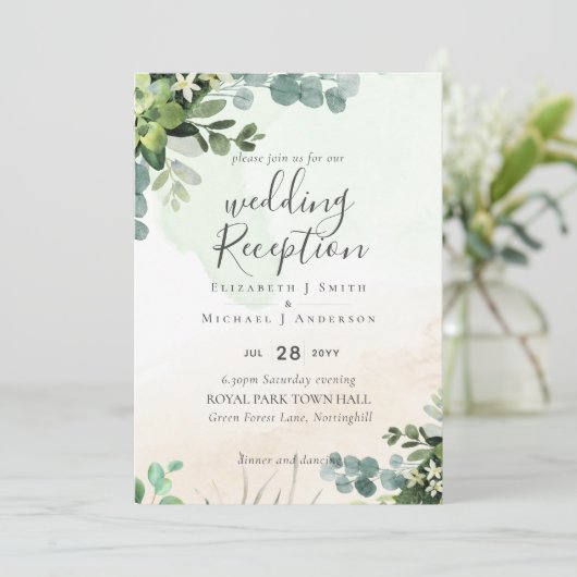 唯一エレガントの緑のウェディングレセプション夕べ 招待状 (スタンド正面)