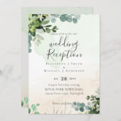 唯一エレガントの緑のウェディングレセプション夕べ 招待状 (正面/裏面)