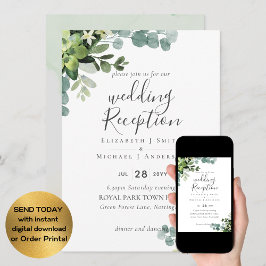 唯一エレガントの緑のウェディングレセプション夕べ 招待状