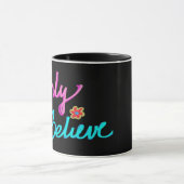 唯一信じクリスチャン信仰引用文ブラック マグカップ (中央)