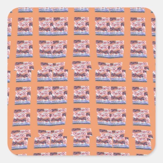 唯一無二のエレガントなハート柄アート作品 あらゆる年齢の方に スクエアシール (正面)