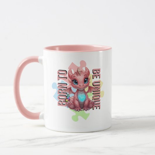 唯一無二の存在 - ドラゴンの心 可愛いベビードラゴン マグカップ (左)