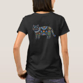唯我論的な猫: 装飾的なフォークアートの猫T- Tシャツ (裏面)