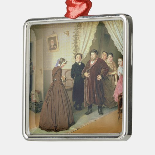 商人の家で着いている女性家庭教師 メタルオーナメント (左)