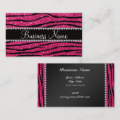 商号のショッキングピンクのグリッターのシマウマは縞で飾ります 名刺 (正面/裏面)
