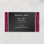 商号のショッキングピンクのグリッターのシマウマは縞で飾ります 名刺 (裏面)
