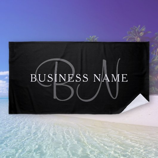 商号又は氏モノグラム |黒と白 ビーチタオル