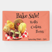 商品のバスケット焼いたジンガムのチェックオレンジ 横断幕 (横)