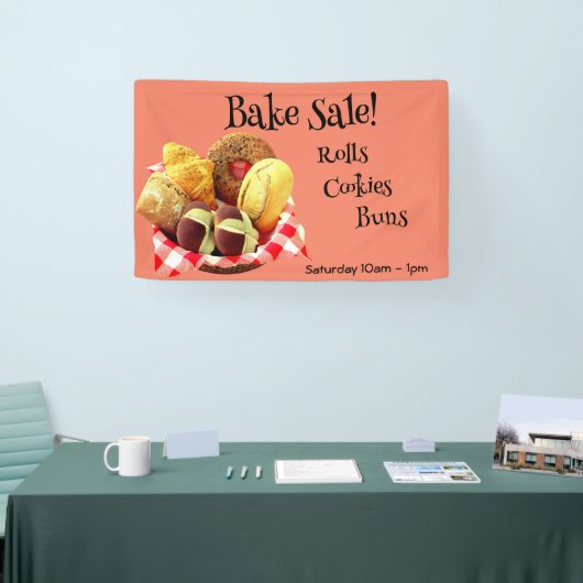商品のバスケット焼いたジンガムのチェックオレンジ 横断幕 (トレードショー)
