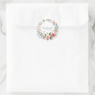 商品ラベルシール丸い花リース手作り ラウンドシール