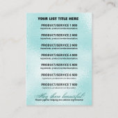 商品価格原料表アイスブルーとシルバー 名刺 (裏面)