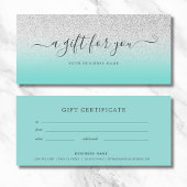 商品券ティール（緑がかった色）銀グリッター