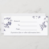 商品券ヴィンテージブルーフローラ美しいサロン (裏面)