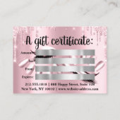 商品券美容師爪、 ネイルシルバーピンク 名刺 (裏面)