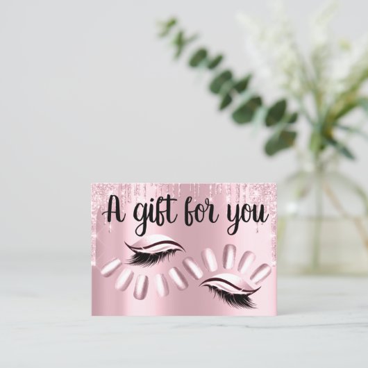 商品券美容師爪、 ネイルシルバーピンク 名刺 (スタンド正面)