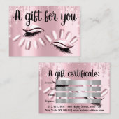 商品券美容師爪、 ネイルシルバーピンク 名刺 (正面/裏面)